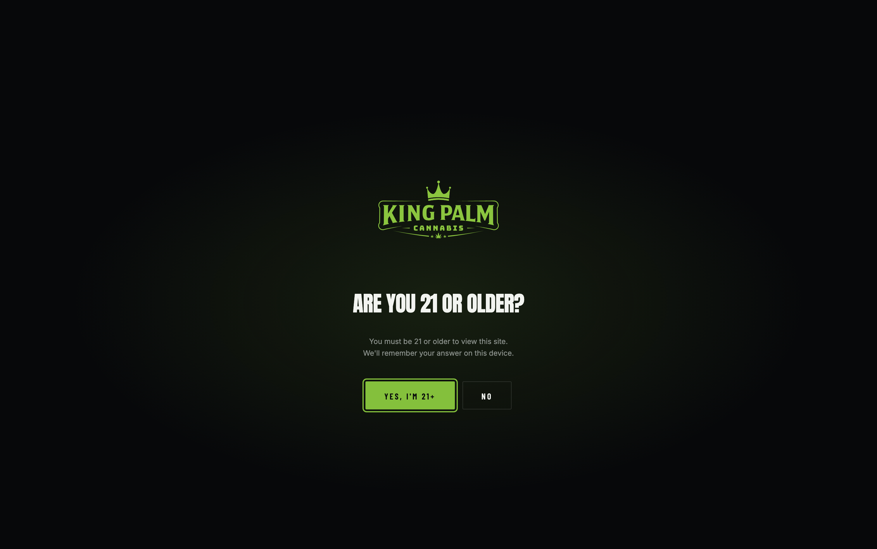 The cannabis.kingpalm.com landing page
